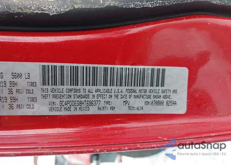 2017 Dodge Journey Gt Awd from USA, damaged, VIN 3C4PDDEG8HT696377